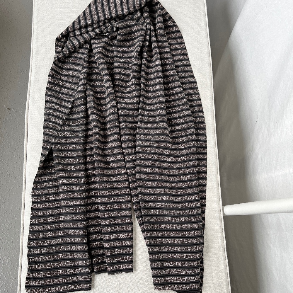 A piece of pure, raw-edged silk, in black & grey, 21 x 62 inches